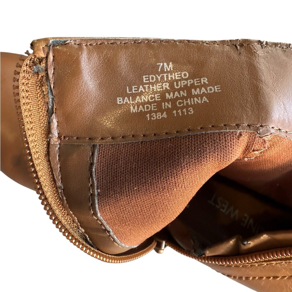 Nine West women’s size 7 camel colored 8 inch side zipper healed boots. - Picture 2 of 8